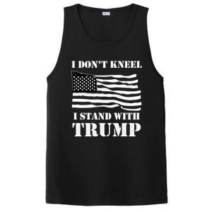 I Don't Kneel I Stand With Trump Tee Usa Flag Gift Black PosiCharge Competitor Tank