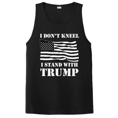 I Don't Kneel I Stand With Trump Tee Usa Flag Gift Black PosiCharge Competitor Tank