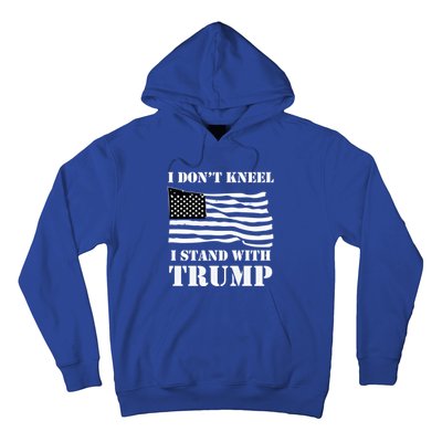 I Don't Kneel I Stand With Trump Tee Usa Flag Gift Black Hoodie