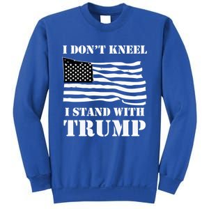 I Don't Kneel I Stand With Trump Tee Usa Flag Gift Black Sweatshirt