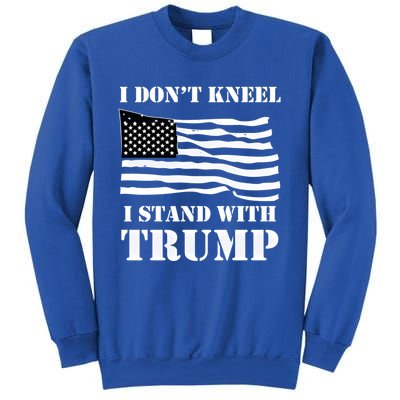 I Don't Kneel I Stand With Trump Tee Usa Flag Gift Black Sweatshirt