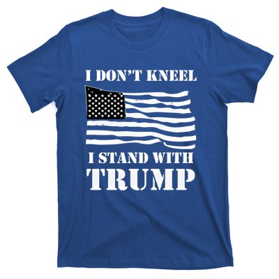 I Don't Kneel I Stand With Trump Tee Usa Flag Gift Black T-Shirt