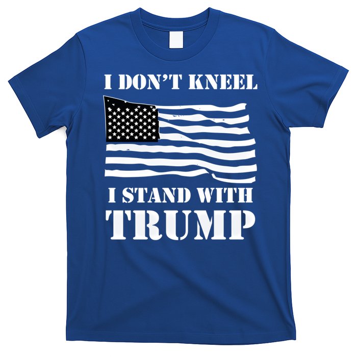 I Don't Kneel I Stand With Trump Tee Usa Flag Gift Black T-Shirt