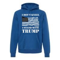 I Don't Kneel I Stand With Trump Tee Usa Flag Gift Black Premium Hoodie