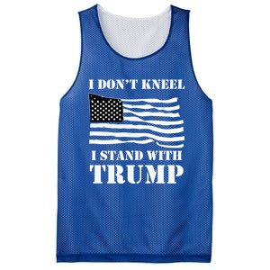 I Don't Kneel I Stand With Trump Tee Usa Flag Gift Black Mesh Reversible Basketball Jersey Tank