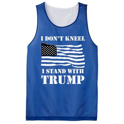 I Don't Kneel I Stand With Trump Tee Usa Flag Gift Black Mesh Reversible Basketball Jersey Tank