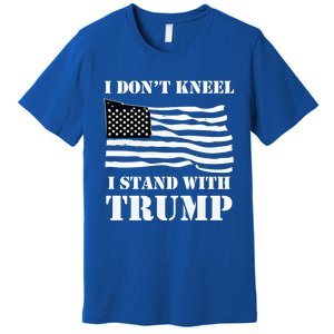 I Don't Kneel I Stand With Trump Tee Usa Flag Gift Black Premium T-Shirt