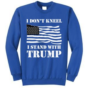 I Don't Kneel I Stand With Trump Tee Usa Flag Gift Black Tall Sweatshirt