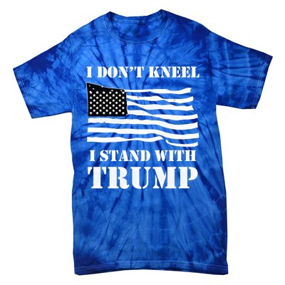 I Don't Kneel I Stand With Trump Tee Usa Flag Gift Black Tie-Dye T-Shirt