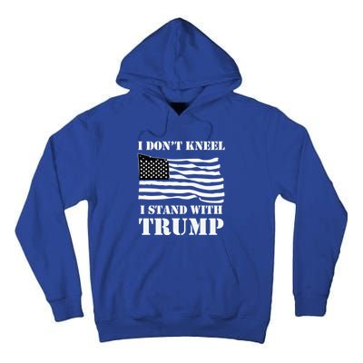 I Don't Kneel I Stand With Trump Tee Usa Flag Gift Black Tall Hoodie