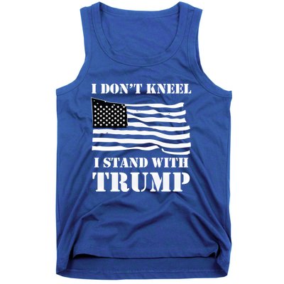 I Don't Kneel I Stand With Trump Tee Usa Flag Gift Black Tank Top