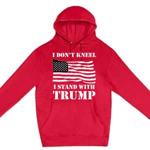 I Don't Kneel I Stand With Trump Tee Usa Flag Gift Black Premium Pullover Hoodie