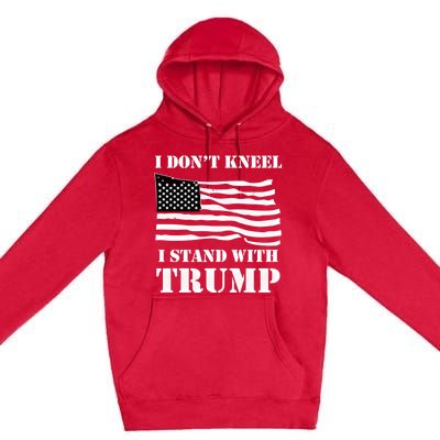 I Don't Kneel I Stand With Trump Tee Usa Flag Gift Black Premium Pullover Hoodie