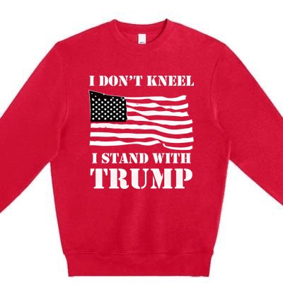 I Don't Kneel I Stand With Trump Tee Usa Flag Gift Black Premium Crewneck Sweatshirt