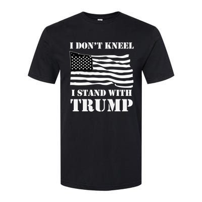 I Don't Kneel I Stand With Trump Tee Usa Flag Gift Black Softstyle® CVC T-Shirt