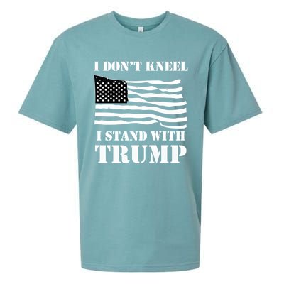 I Don't Kneel I Stand With Trump Tee Usa Flag Gift Black Sueded Cloud Jersey T-Shirt