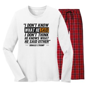 I Don’T Know What He Just Said At The End Of That Sentence Women's Long Sleeve Flannel Pajama Set 