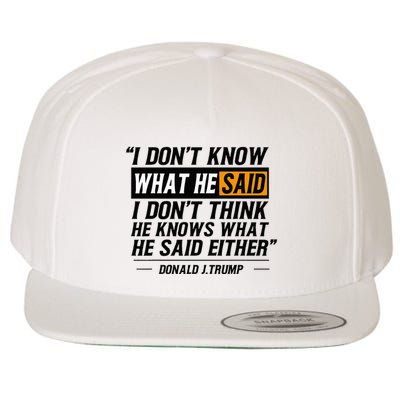 I Don’T Know What He Just Said At The End Of That Sentence Wool Snapback Cap