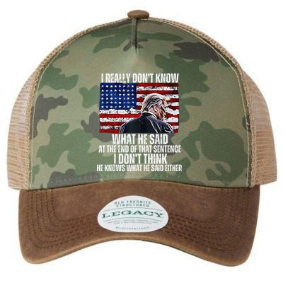 I DonT Know What He Said At The End Of That Sentence Trump Legacy Tie Dye Trucker Hat