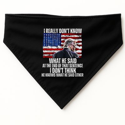 I DonT Know What He Said At The End Of That Sentence Trump USA-Made Doggie Bandana