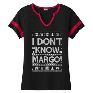 I Don't Know Margo Funny Ugly Sweater Christmas Vacation Xmas Holiday Ladies Halftime Notch Neck Tee