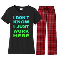 I Dont Know I Just Work Here Women's Flannel Pajama Set