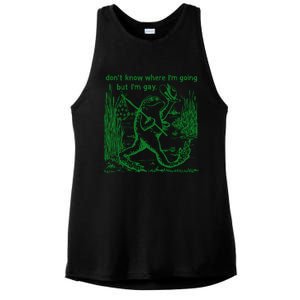 I DonT Know Where IM Going But IM Gay Frog Lgbt Pride Ladies PosiCharge Tri-Blend Wicking Tank