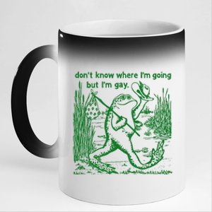 I DonT Know Where IM Going But IM Gay Frog Lgbt Pride 11oz Black Color Changing Mug