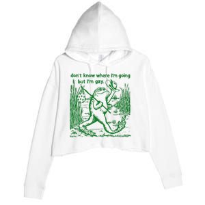 I DonT Know Where IM Going But IM Gay Frog Lgbt Pride Crop Fleece Hoodie