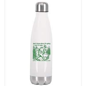 I DonT Know Where IM Going But IM Gay Frog Lgbt Pride Stainless Steel Insulated Water Bottle