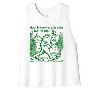 I DonT Know Where IM Going But IM Gay Frog Lgbt Pride Women's Racerback Cropped Tank