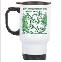 I DonT Know Where IM Going But IM Gay Frog Lgbt Pride Stainless Steel Travel Mug