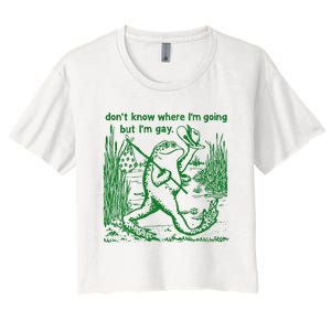 I DonT Know Where IM Going But IM Gay Frog Lgbt Pride Women's Crop Top Tee