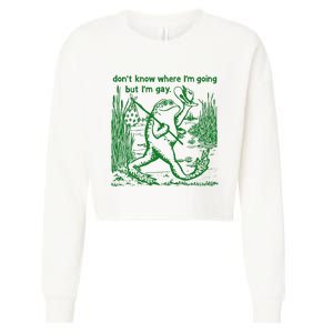 I DonT Know Where IM Going But IM Gay Frog Lgbt Pride Cropped Pullover Crew