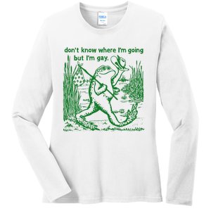 I DonT Know Where IM Going But IM Gay Frog Lgbt Pride Ladies Long Sleeve Shirt