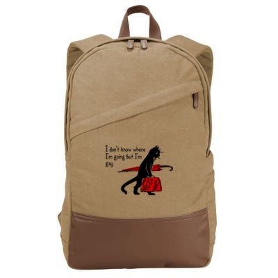 I Don't Know Where I'm Going But I'm Gay Funny Black Cat Cotton Canvas Backpack