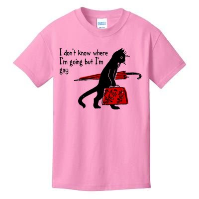 I Don't Know Where I'm Going But I'm Gay Funny Black Cat Kids T-Shirt