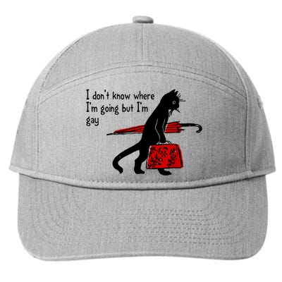 I Don't Know Where I'm Going But I'm Gay Funny Black Cat 7-Panel Snapback Hat