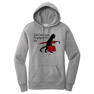 I Don't Know Where I'm Going But I'm Gay Funny Black Cat Women's Pullover Hoodie