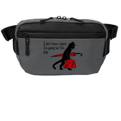 I Don't Know Where I'm Going But I'm Gay Funny Black Cat Crossbody Pack