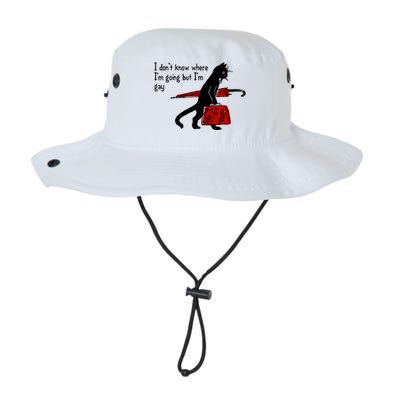 I Don't Know Where I'm Going But I'm Gay Funny Black Cat Legacy Cool Fit Booney Bucket Hat