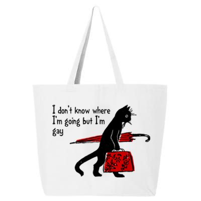 I Don't Know Where I'm Going But I'm Gay Funny Black Cat 25L Jumbo Tote