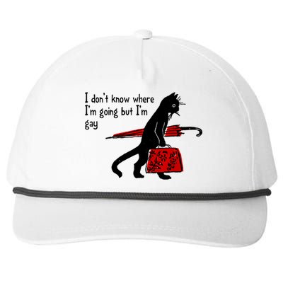 I Don't Know Where I'm Going But I'm Gay Funny Black Cat Snapback Five-Panel Rope Hat