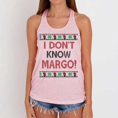 I Don't Know Margo Ugly Christmas Funny Movie Women's Knotted Racerback Tank