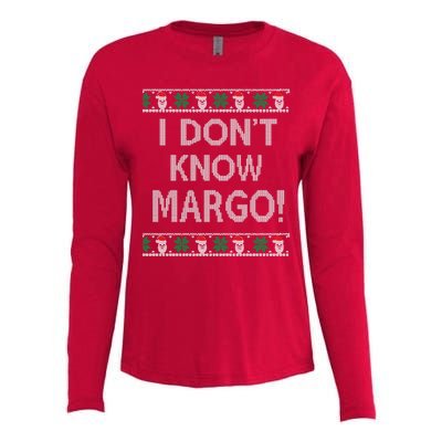 I Don't Know Margo Ugly Christmas Funny Movie Womens Cotton Relaxed Long Sleeve T-Shirt