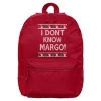 I Don't Know Margo Ugly Christmas Funny Movie 16 in Basic Backpack