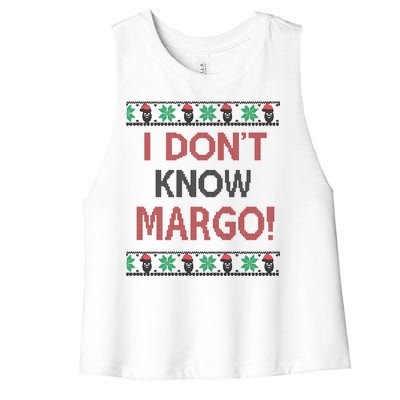 I Don't Know Margo Ugly Christmas Funny Movie Women's Racerback Cropped Tank