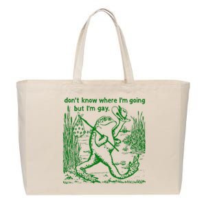 I DonT Know Where IM Going But IM Gay Frog Lgbt Pride Cotton Canvas Jumbo Tote