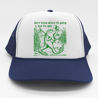 I DonT Know Where IM Going But IM Gay Frog Lgbt Pride Trucker Hat