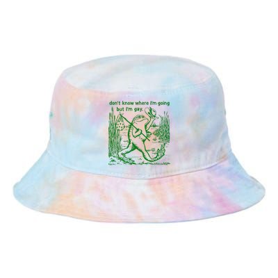 I DonT Know Where IM Going But IM Gay Frog Lgbt Pride Tie Dye Newport Bucket Hat